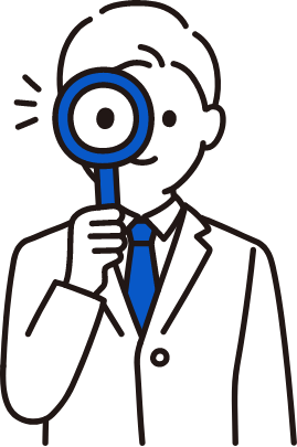 虫眼鏡をのぞく男性